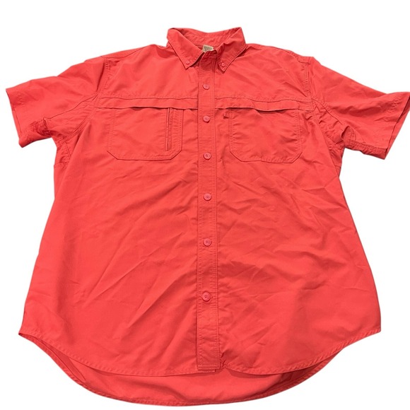 Duluth Trading Co XL Vented Shirt Red Short Sleeve Hiking Men's Button Down - Picture 2 of 5